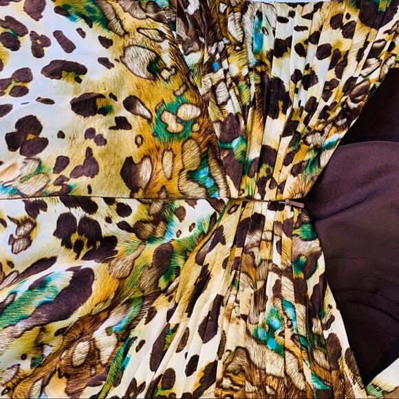 Animal print with teal beaded front slit ruched - Picture 8 of 8